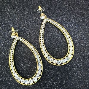 Gold and Rhinestone hoop earrings